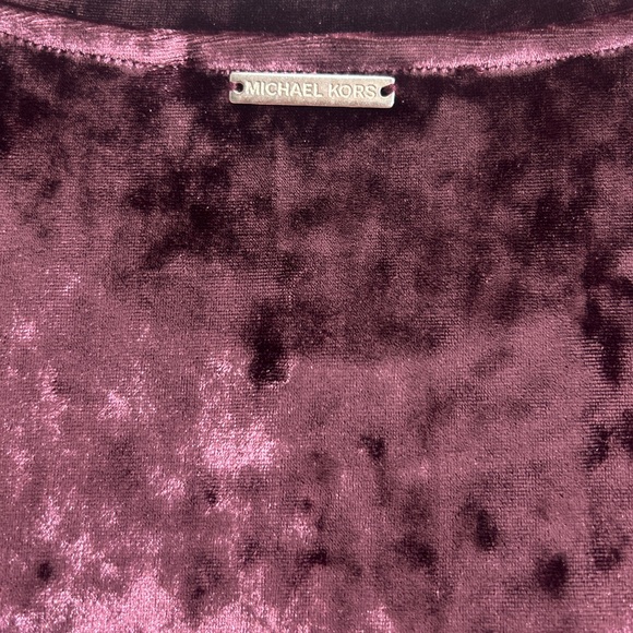 Michael Kors Burgundy Velvet Cold Shoulder Top - Picture 6 of 8